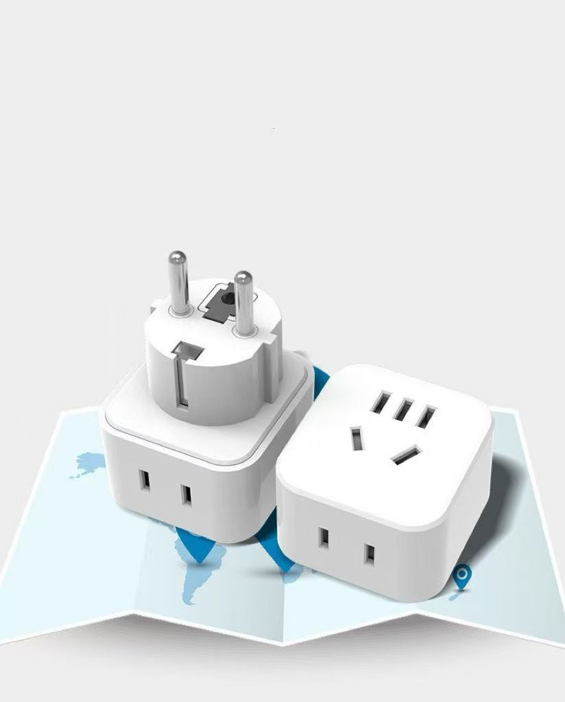 Pocket-Sized International Plug Adapter - Ultra-Slim Worldwide Travel Converter, Grounded 3-Prong Power Plug for Europe, UK, Asia, and North America