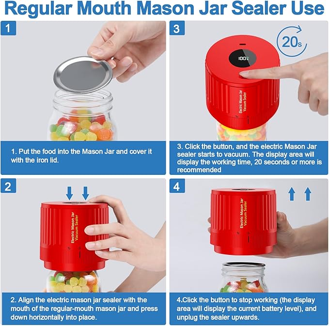 VP05 Electric Mason jar Vacuum Sealer -Red Limit