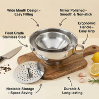 Stainless Steel Wide-Mouth Funnel Set for Mason Jars