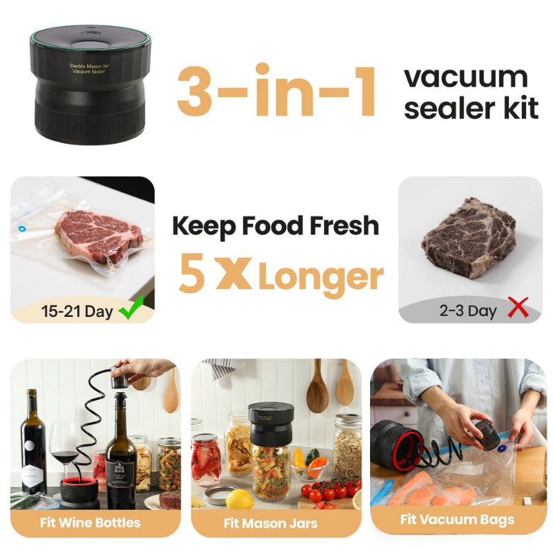 VP09 3-in-1 Handheld Vacuum Sealer Kit