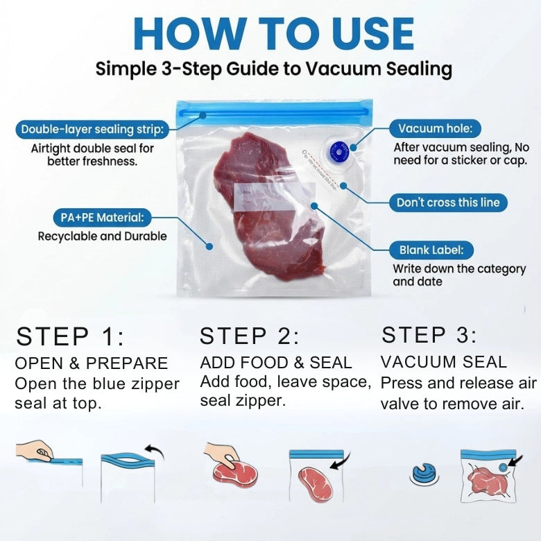 20 PCS Reusable Vacuum Sealer Bags